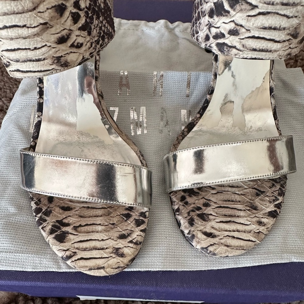 Stuart Weitzman “Myslide” Stamped Python Sandals - image 3